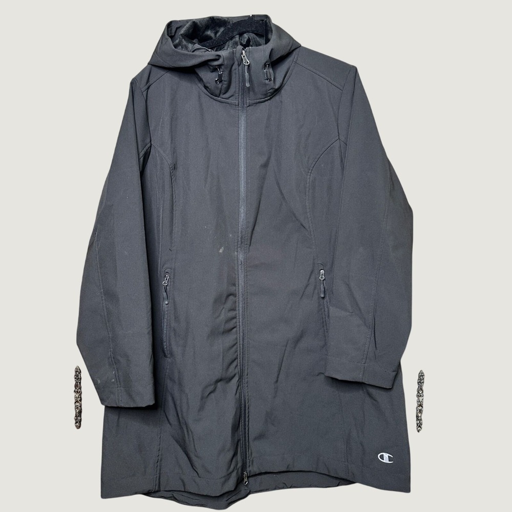 Champion Performance Womens 2XL Black Softshell Fleece Lined Hooded Jacket Coat